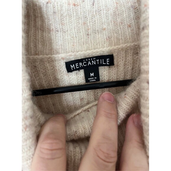 J. Crew Donegal Turtleneck Sweater Lambswool Speckled Cream - Picture 6 of 8